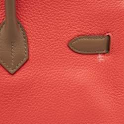 Hermes Rose Jaipur/Argile/Etoupe Taurillon Clemence and Swift Leather Brushed Palladium Finish Birkin 35 Bag