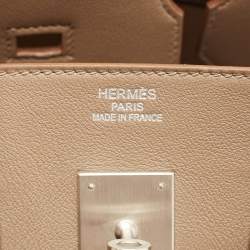 Hermes Rose Jaipur/Argile/Etoupe Taurillon Clemence and Swift Leather Brushed Palladium Finish Birkin 35 Bag