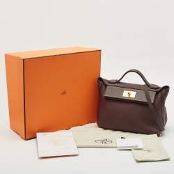 Hermes Rouge Sellier Togo and Swift Leather Gold Finish 24/24 29 Bag