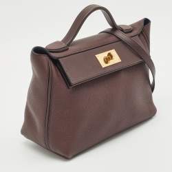 Hermes Rouge Sellier Togo and Swift Leather Gold Finish 24/24 29 Bag