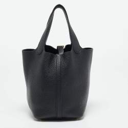 Pre Owned Hermès Noir Taurillon Clemence Leather Picotin Lock 18 Bag