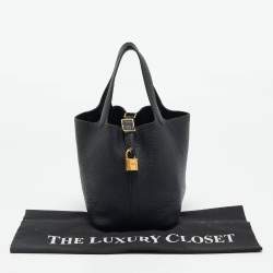 Pre Owned Hermès Noir Taurillon Clemence Leather Picotin Lock 18 Bag