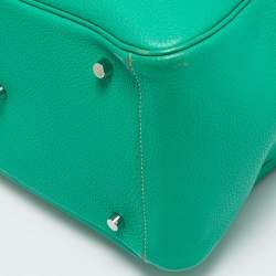 Hermes Menthe/Gris Tourterelle Taurillon Clemence Leather Palladium Finish Lindy 34 Bag