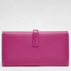 مملوكة مسبقًا Hermès Rose Shocking Lizard and Swift Leather Jige Elan 29 Clutch