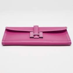 مملوكة مسبقًا Hermès Rose Shocking Lizard and Swift Leather Jige Elan 29 Clutch