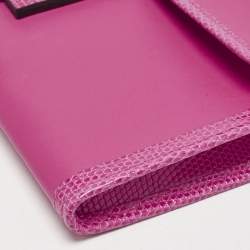 مملوكة مسبقًا Hermès Rose Shocking Lizard and Swift Leather Jige Elan 29 Clutch