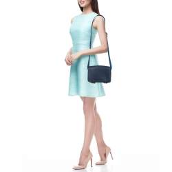Pre Owned Hermes Bleu Navy Chevre Mysore Leather Gold Finish Geta Bag