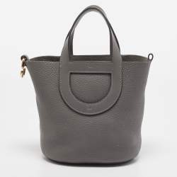 Hermes Gris Meyer Taurillon Clemence and Swift Leather In The Loop 18 Bag
