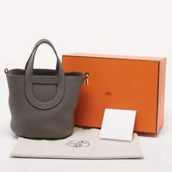 Hermes Gris Meyer Taurillon Clemence and Swift Leather In The Loop 18 Bag