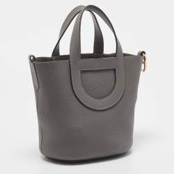 Hermes Gris Meyer Taurillon Clemence and Swift Leather In The Loop 18 Bag