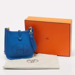 Pre Owned Hermès Bleu France Taurillon Clemence Leather Evelyne TPM Bag