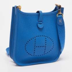 Pre Owned Hermès Bleu France Taurillon Clemence Leather Evelyne TPM Bag