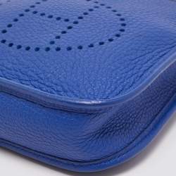 Pre Owned Hermes Bleu Royal/Bleu/Biscuit/Rouge H Taurillon Clemence Leather Maxi Quadrille Evelyne TPM Bag