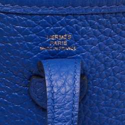 Pre Owned Hermes Bleu Royal/Bleu/Biscuit/Rouge H Taurillon Clemence Leather Maxi Quadrille Evelyne TPM Bag
