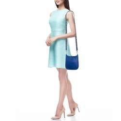 Pre Owned Hermes Bleu Royal/Bleu/Biscuit/Rouge H Taurillon Clemence Leather Maxi Quadrille Evelyne TPM Bag