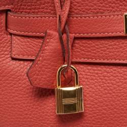 Pre Owned Hermes Rouge Pivoine Togo Leather Gold Finish Kelly Retourne 32 Bag