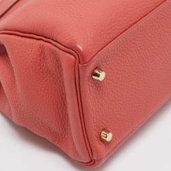 Pre Owned Hermes Rouge Pivoine Togo Leather Gold Finish Kelly Retourne 32 Bag