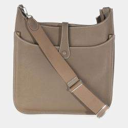 Pre Owned Hermes Etoupe Clemence Evelyne TGM 40 PHW Bag