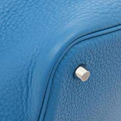 Pre Owned Hermes Blue Zanzibar Taurillon Clemence Picotin Lock 22 Handbag