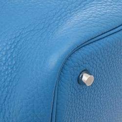 Pre Owned Hermes Blue Zanzibar Taurillon Clemence Picotin Lock 22 Handbag