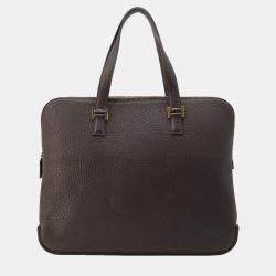 Pre Owned Hermes Brown Fjord Leather Escapade Handbag