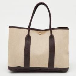مملوكة مسبقًا Hermès Natural/Ebene Toile Canvas and Negonda Leather Garden Party 36 Bag