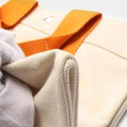 Pre Owned Hermes Canvas Beige Orange Bora Bora PM Tote Bag