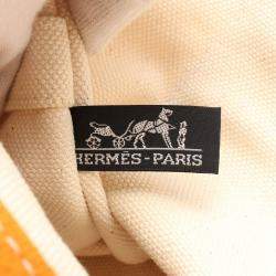 Pre Owned Hermes Canvas Beige Orange Bora Bora PM Tote Bag