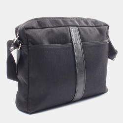 Hermes Black Canvas Leather Acapulco Basas Crossbody Bag