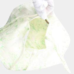 Hermes White Green Tassel Silk Agneau Milo Lime Petit H Shoulder Drawstring Bag 