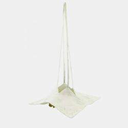 Hermes White Green Tassel Silk Agneau Milo Lime Petit H Shoulder Drawstring Bag 