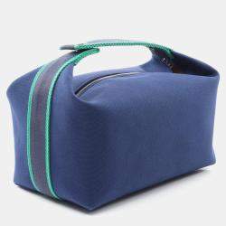 Hermes Pouch Canvas Marine Green Bride-a-Brac PM Handbag