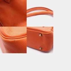 Pre Owned Hermes Orange Leather Plume 32 Handbag