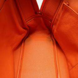Pre Owned Hermes Orange Leather Plume 32 Handbag