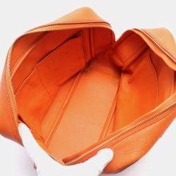 Pre Owned Hermes Orange Leather Plume 32 Handbag