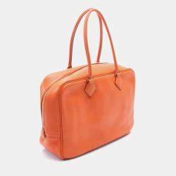 Pre Owned Hermes Orange Leather Plume 32 Handbag