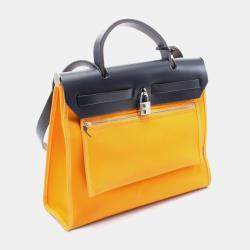 Hermes Navy Toile Herbag Zip PM Hand Shoulder Bag
