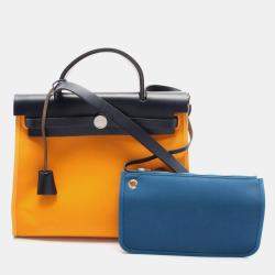 Hermes Navy Toile Herbag Zip PM Hand Shoulder Bag