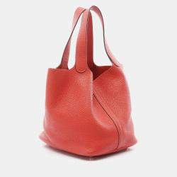 Hermes Red Taurillon Clemence Leather Picotin Lock 22 Handbag 