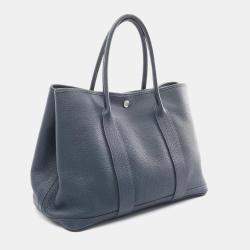Pre Owned Hermes Navy Negonda Leather Garden Party 36 Tote Bag