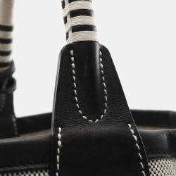 Hermes Black Ecru Toile H Canvas Swift Leather Steeple 28 Tote Bag 