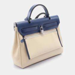 Hermes Toile Military Beige Blue Saphir Herbag Zip 31 Shoulder Bag
