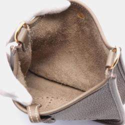 Hermes Etoupe Grey Taurillon Clemence Evelyne TPM Crossbody Bag 