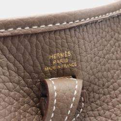 Hermes Etoupe Grey Taurillon Clemence Evelyne TPM Crossbody Bag 