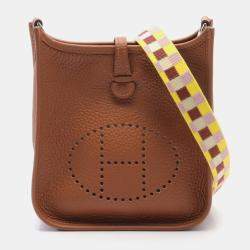Hermes Brown Clemence Leather Evelyne TPM Shoulder Bag  