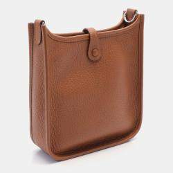 Hermes Brown Clemence Leather Evelyne TPM Shoulder Bag  