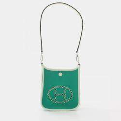 Hermes Vert Fizz Toile H Swift Leather Neo Evelyne TPM Shoulder Bag
