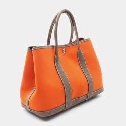 Pre Owned Hermes Orange Toile H Negonda Garden Party TPM Tote Bag