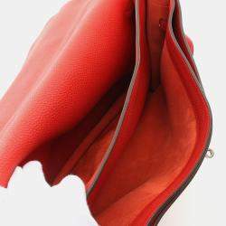 Hermes Rouge Casaque Togo Leather Kelly Depeche 38 Briefcase Busienss Bag