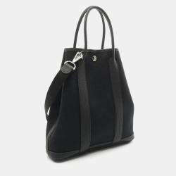 Pre Owned Hermes Black Toile H Negonda Leather Garden File PM Tote Bag